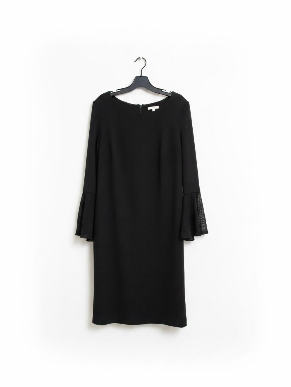 Calvin Klein Black Chiffon Bell Sleeve Sheath Dress 18W